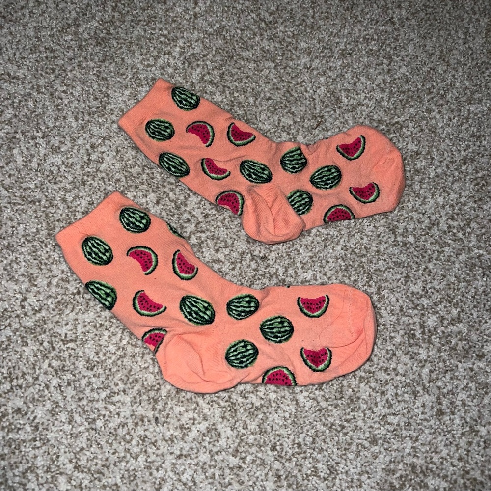 Pink watermelon crew socks
